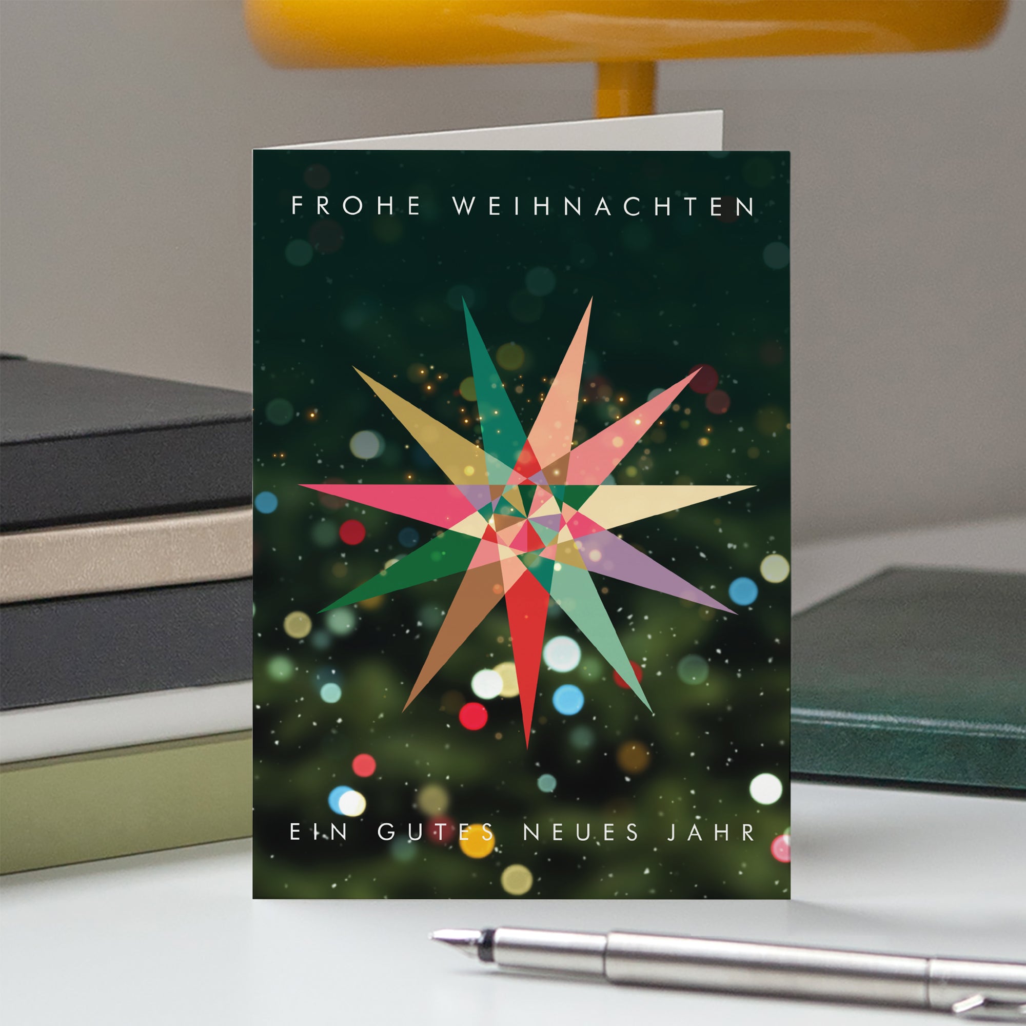 Leuchtender Stern | Weihnachtskarte • Hochformat klappbar photo N° 5
