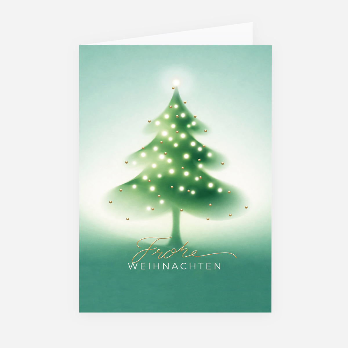 Sanfter Lichterbaum | Weihnachtskarte mit goldener Prägung • Hochformat klappbar photo N° 1