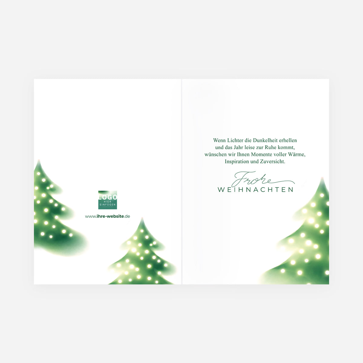 Sanfter Lichterbaum | Weihnachtskarte mit goldener Prägung • Hochformat klappbar photo N° 2