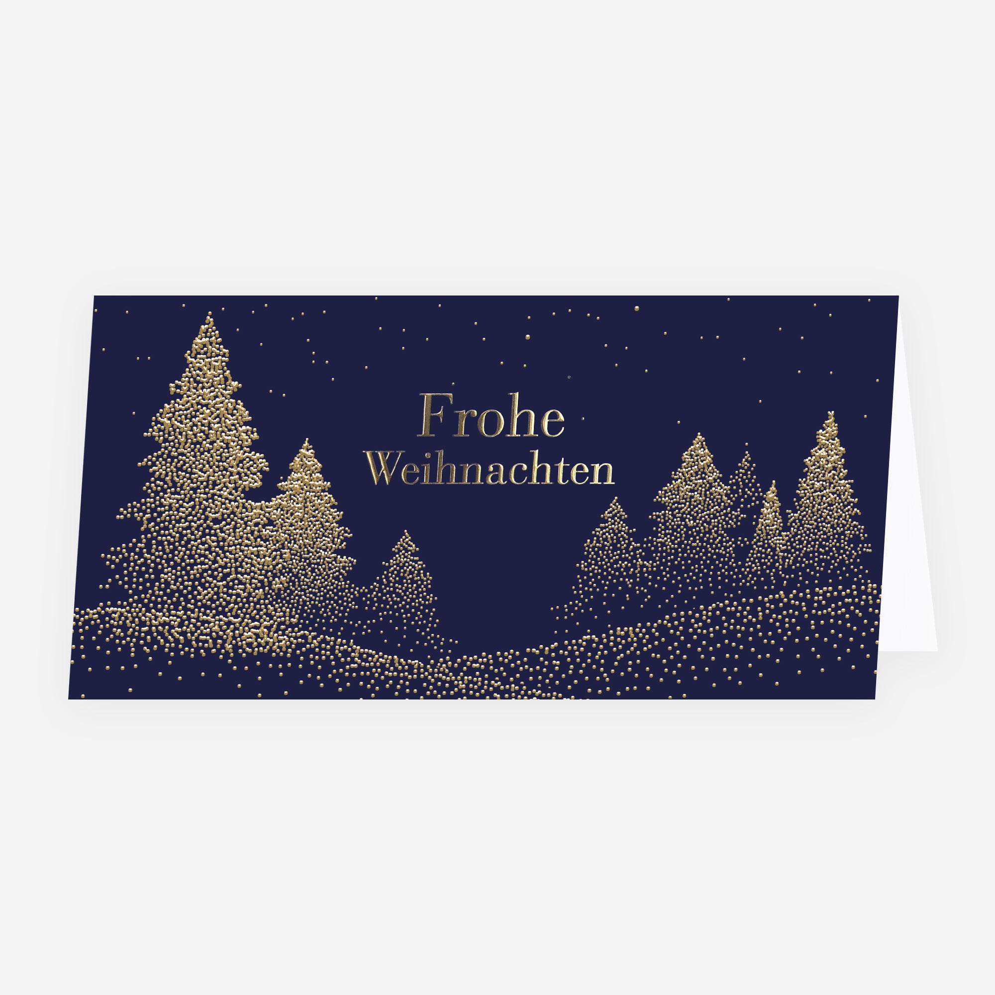 Funkelnde Tannen | Weihnachtskarte mit goldener Prägung • Panorama klappbar photo N° 1