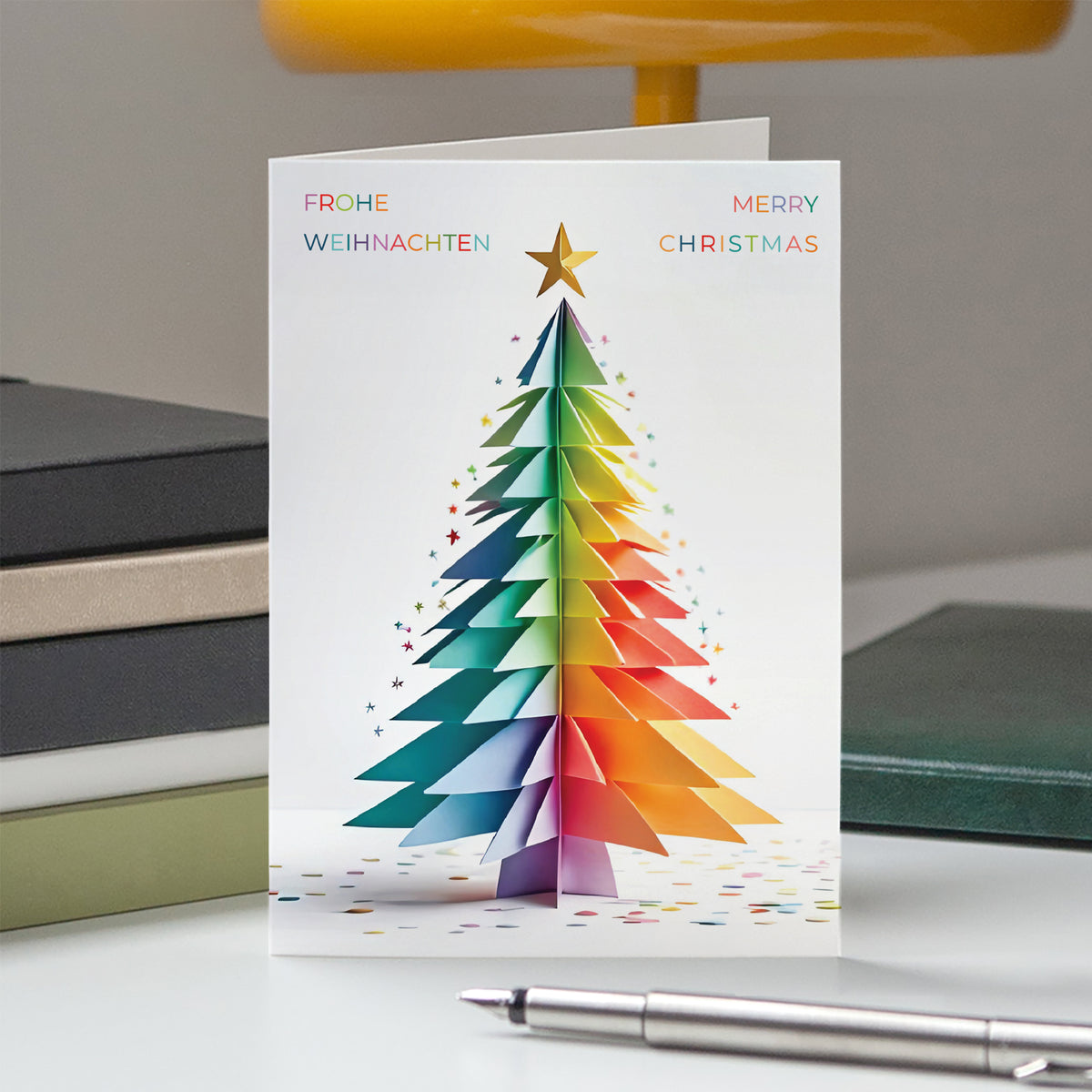 Regenbogen-Tannenbaum | Weihnachtskarte • Hochformat klappbar photo N° 5