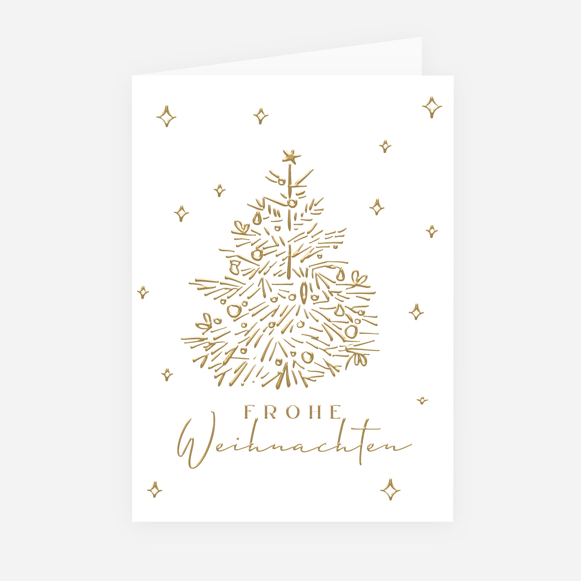 Kostbarer Tannenbaum | Weihnachtskarte mit goldener Prägung • Hochformat klappbar photo N° 1