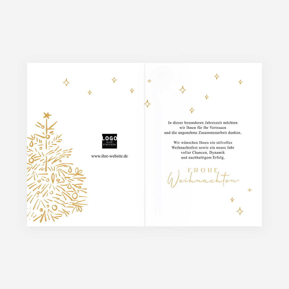 Kostbarer Tannenbaum | Weihnachtskarte mit goldener Prägung • Hochformat klappbar photo N° 2
