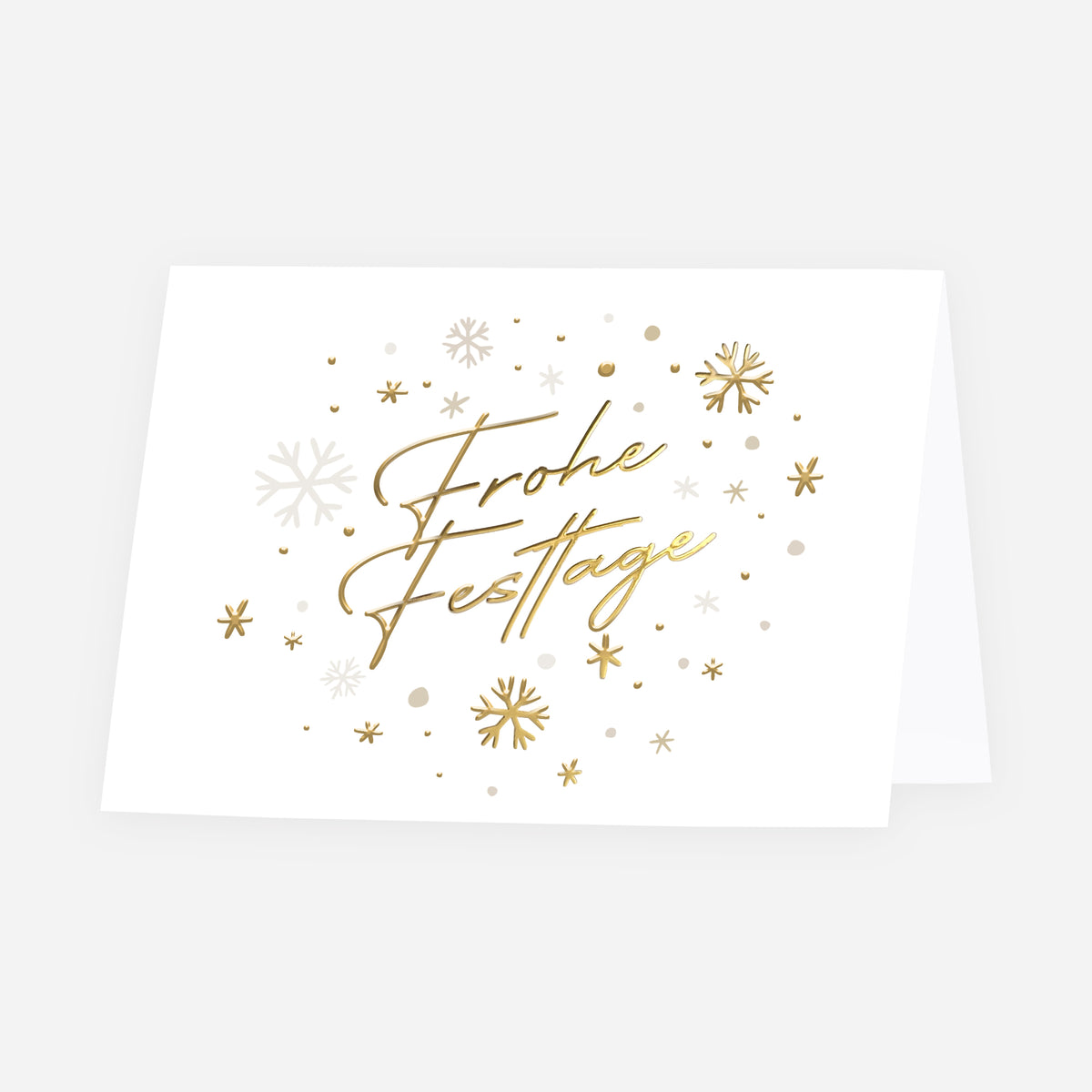 Edel Schnee | Weihnachtskarte mit goldener Prägung • Horizontal klappbar photo N° 1