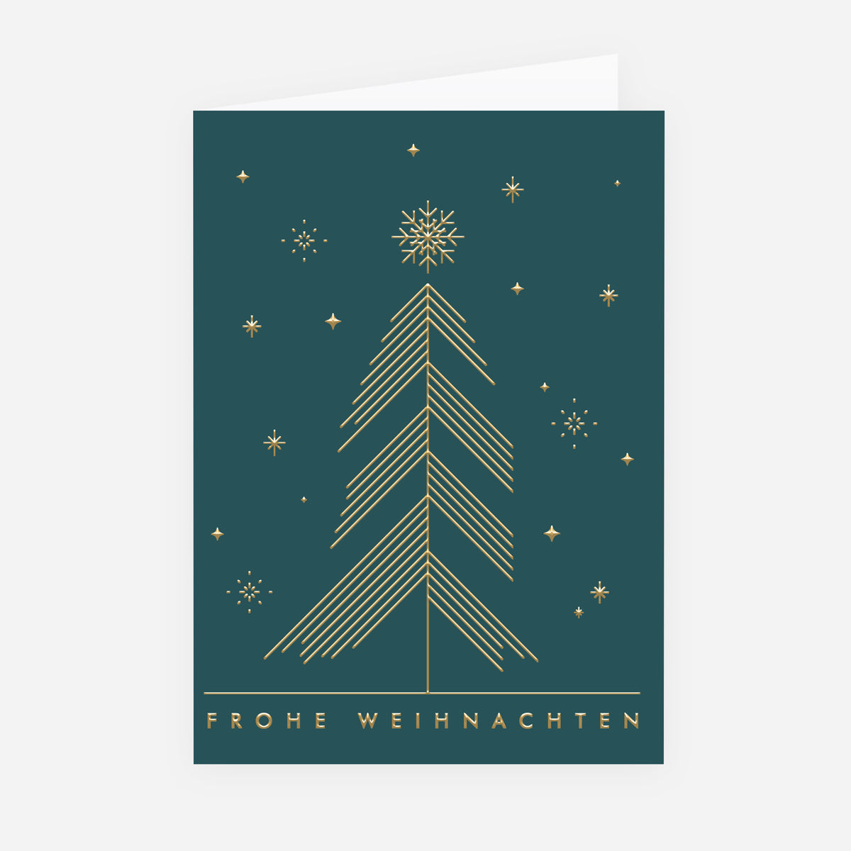 Nordischer Glanz | Weihnachtskarte mit goldener Prägung • Hochformat klappbar photo N° 1