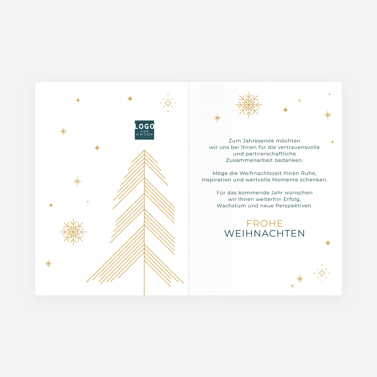 Nordischer Glanz | Weihnachtskarte mit goldener Prägung • Hochformat klappbar photo N° 2