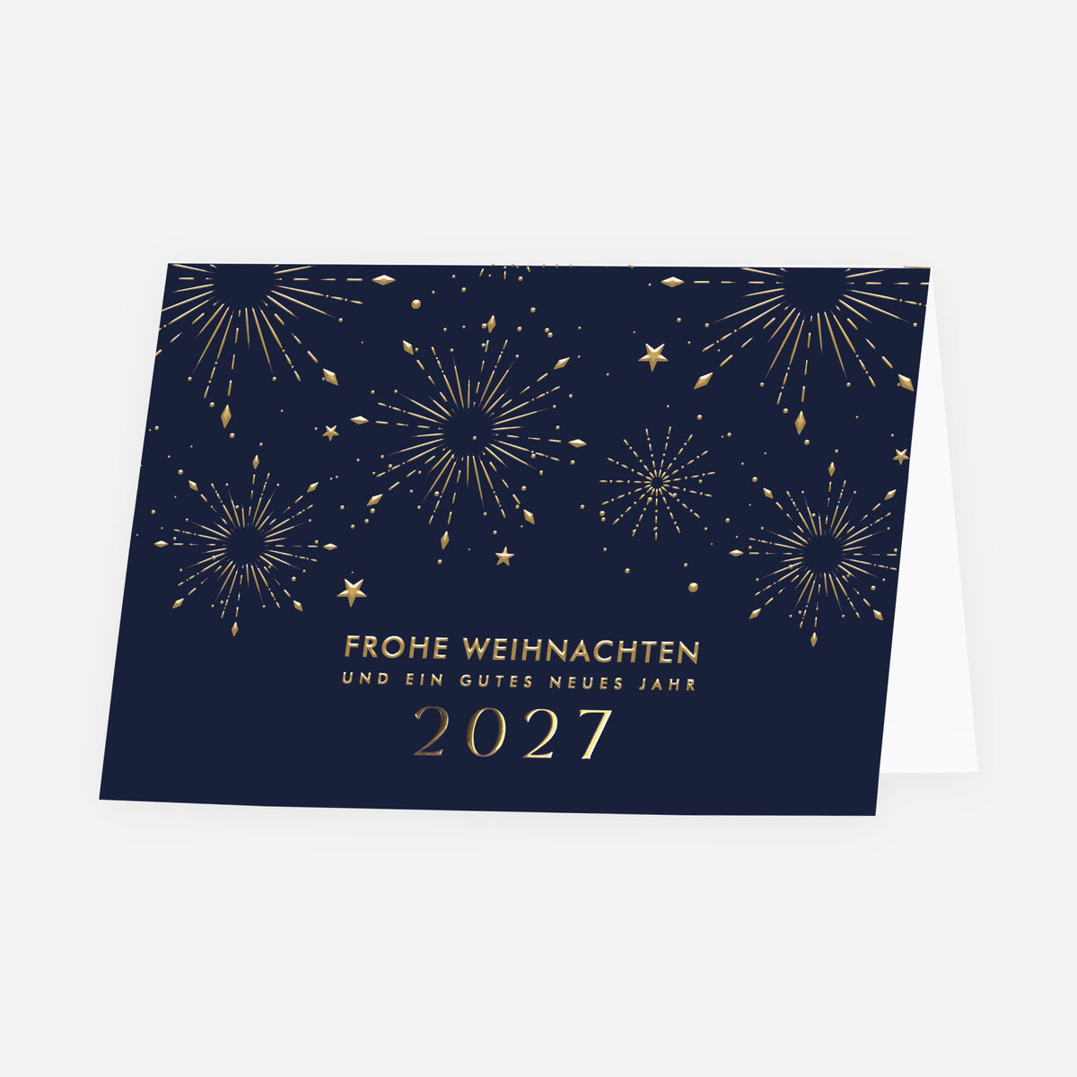 Nächtlicher Glanz | Weihnachtskarte mit goldener Prägung • Horizontal klappbar photo N° 1
