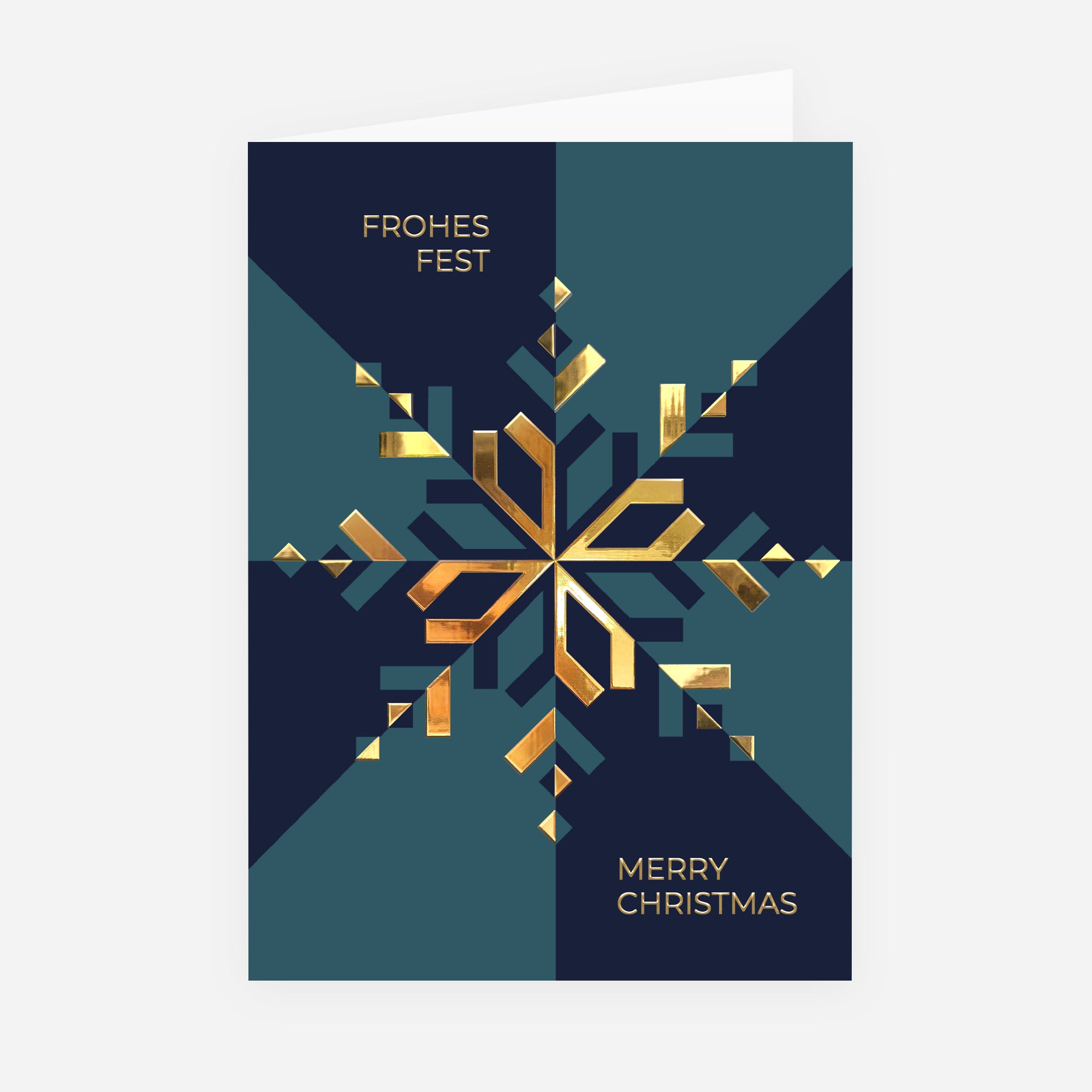 Edelne Schneeflocke | Weihnachtskarte mit goldener Prägung • Hochformat klappbar photo N° 1