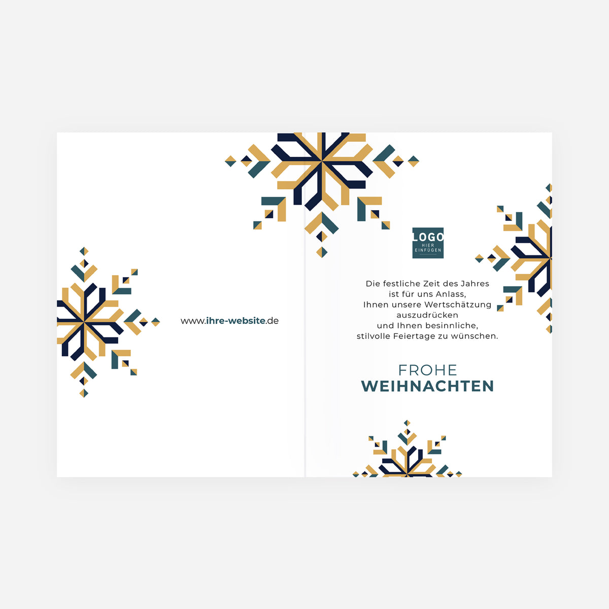 Edelne Schneeflocke | Weihnachtskarte mit goldener Prägung • Hochformat klappbar photo N° 2