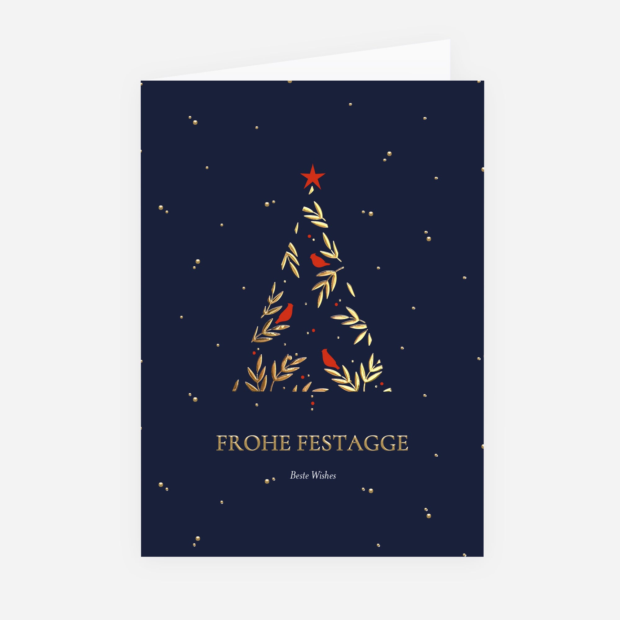 Verzauberter Tannenbaum | Weihnachtskarte mit goldener Prägung • Hochformat klappbar photo N° 1