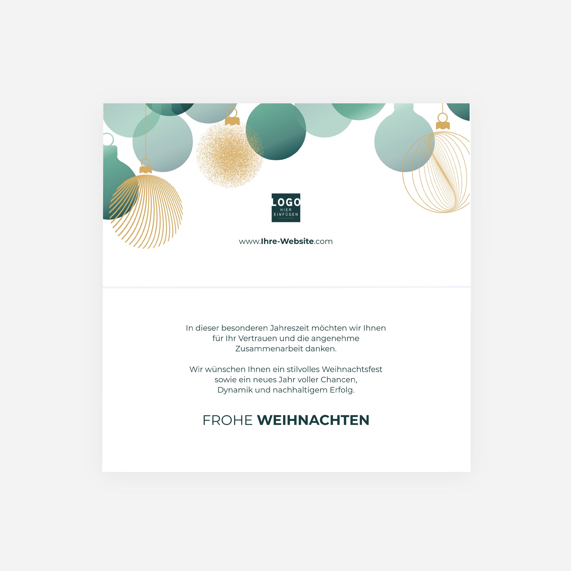 Goldene Ornamente | Weihnachtskarte mit goldener Prägung • Panorama klappbar photo N° 2