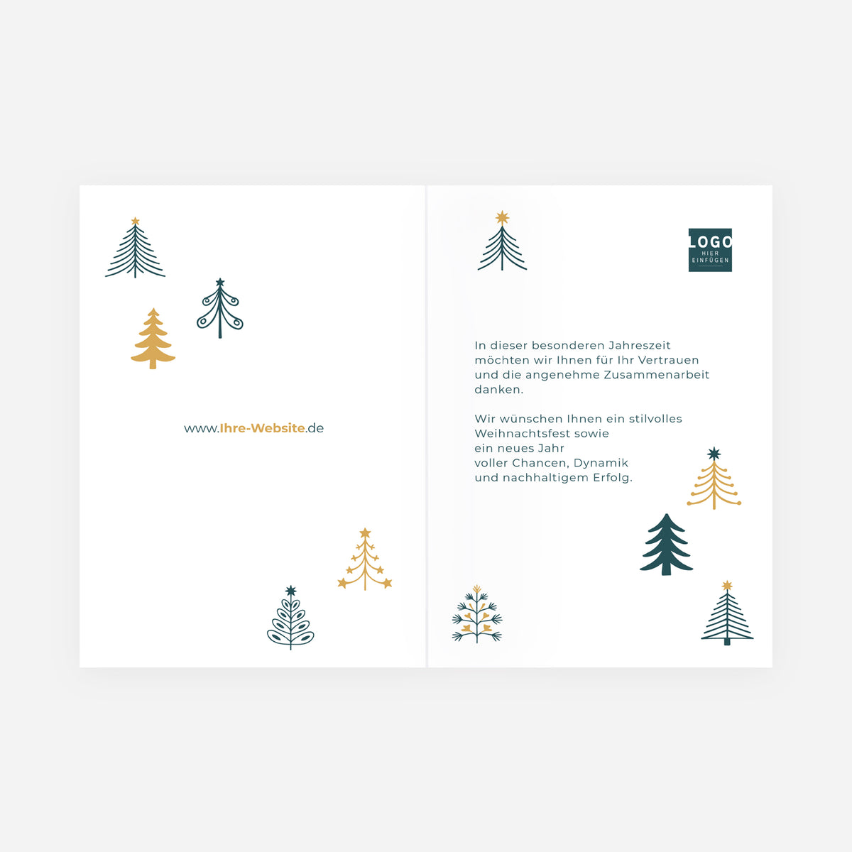 Grafischer Wald | Weihnachtskarte mit goldener Prägung • Hochformat klappbar photo N° 2