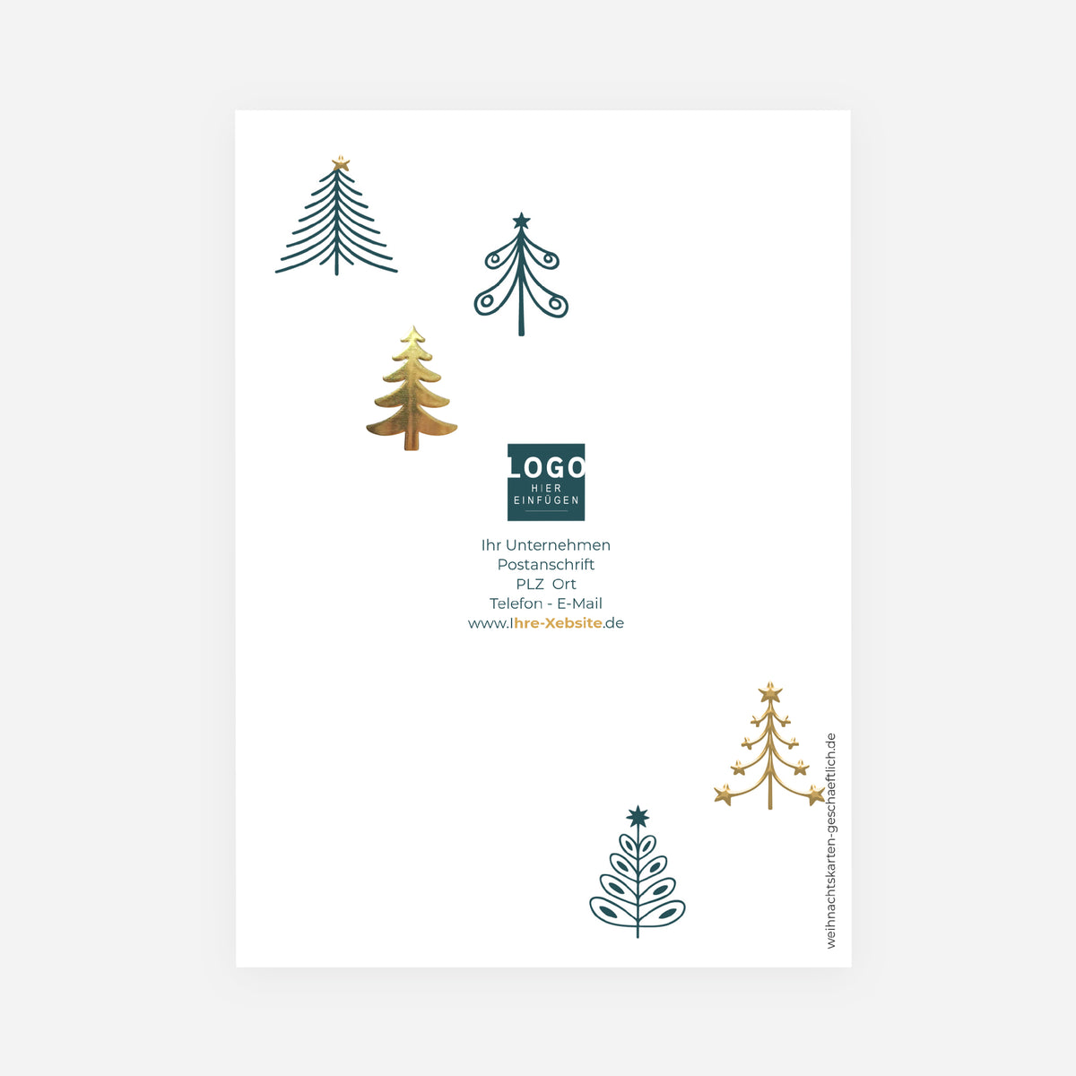 Grafischer Wald | Weihnachtskarte mit goldener Prägung • Hochformat klappbar photo N° 3