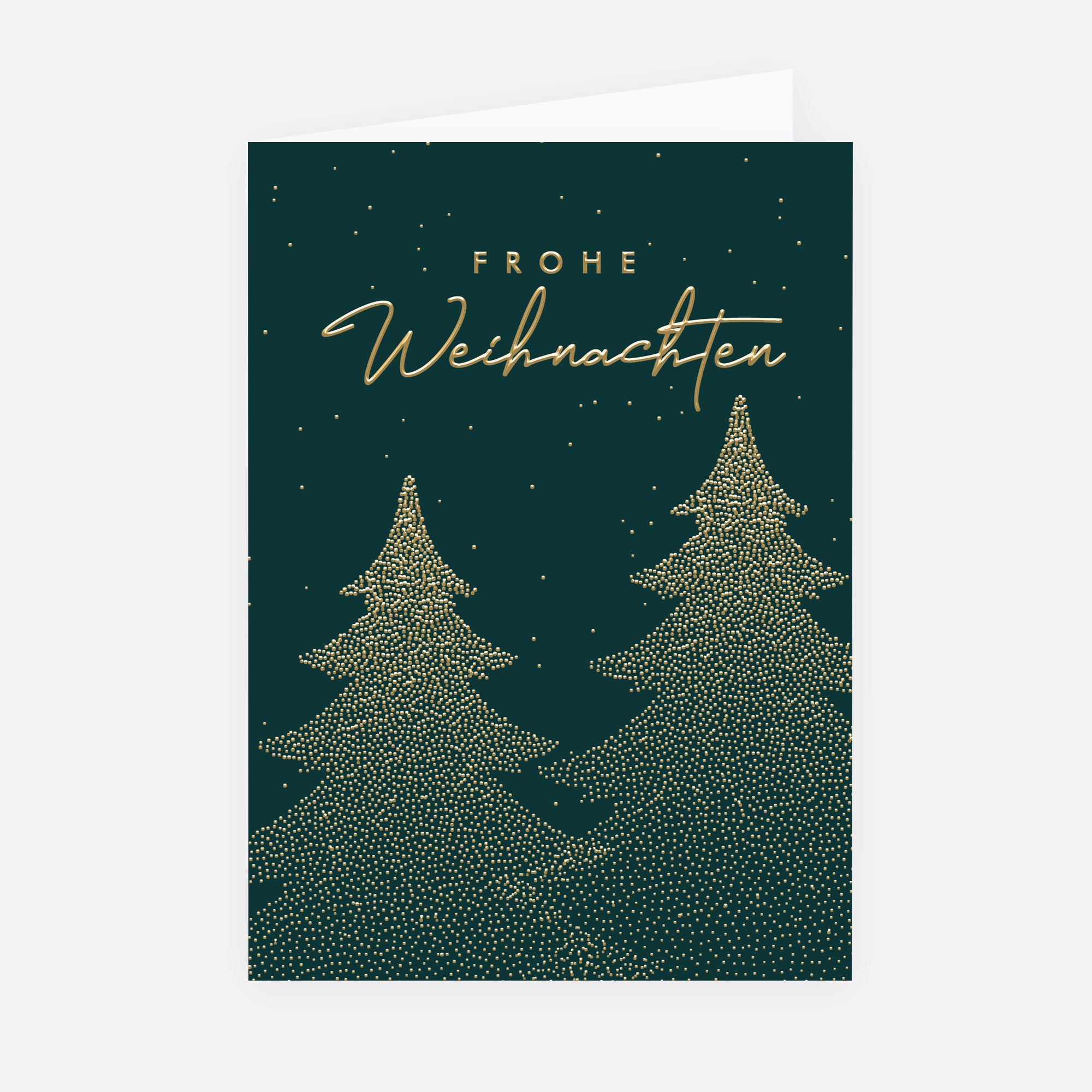 Funkelnder Wald | Weihnachtskarte mit goldener Prägung • Hochformat klappbar photo N° 1