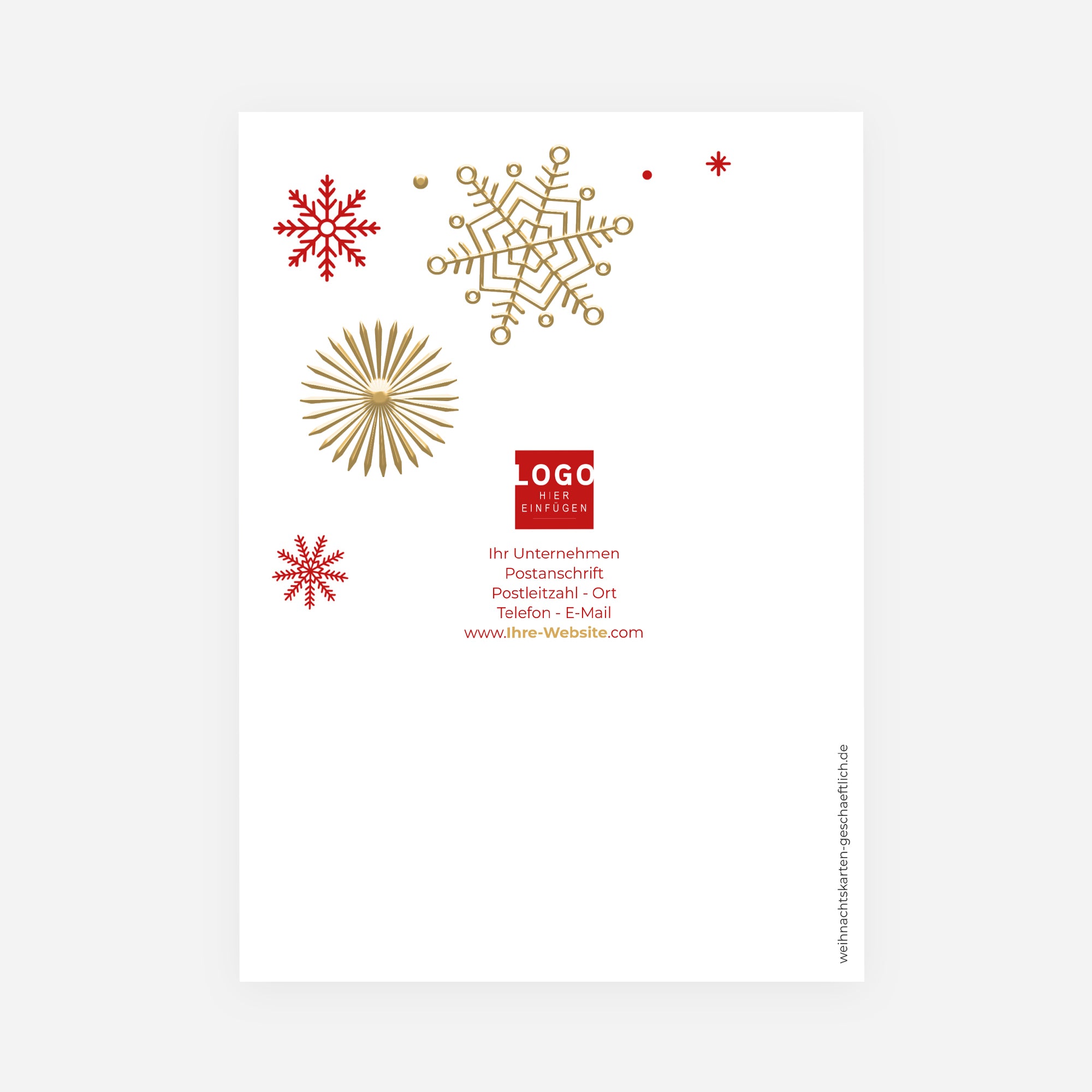 Goldene Schneeflocken | Weihnachtskarte mit goldener Prägung • Hochformat klappbar photo N° 3