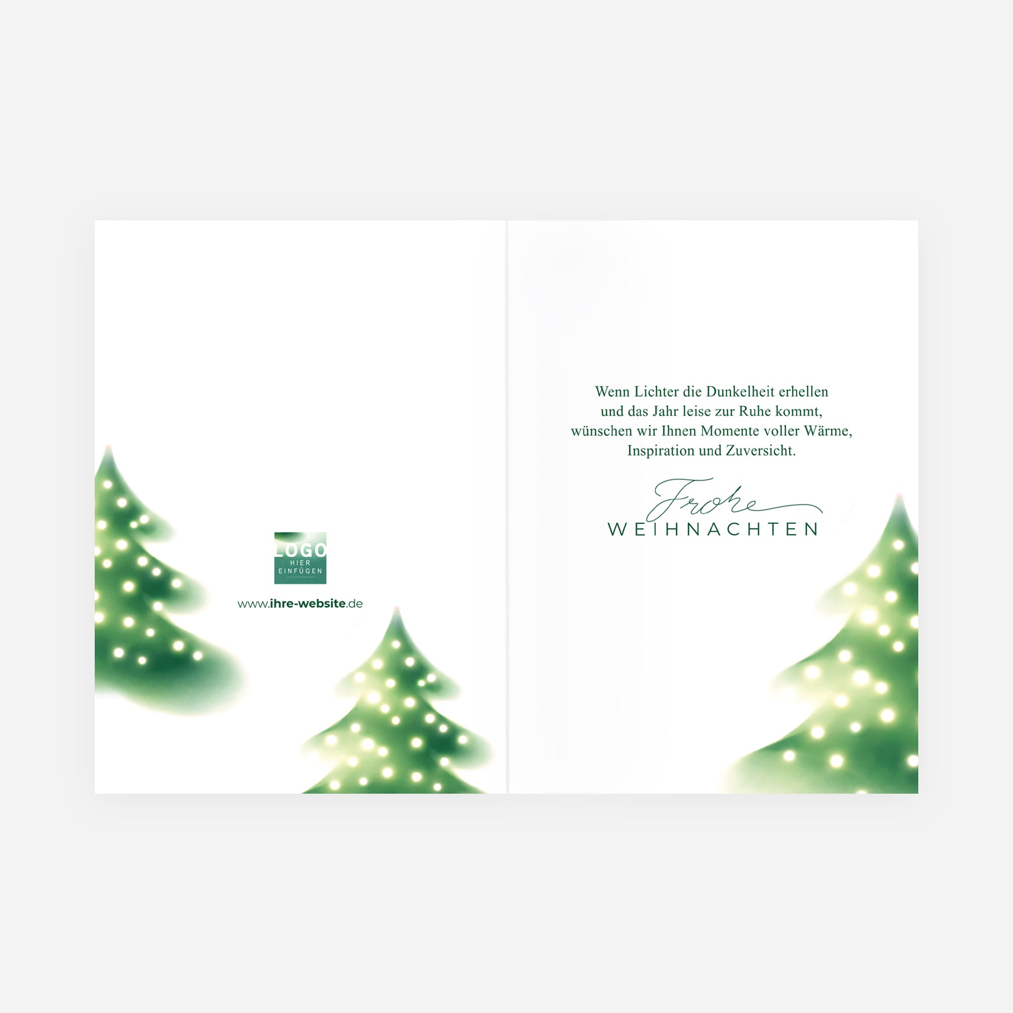 Sanfter Lichterbaum | Weihnachtskarte mit goldener Prägung • Hochformat klappbar photo N° 2