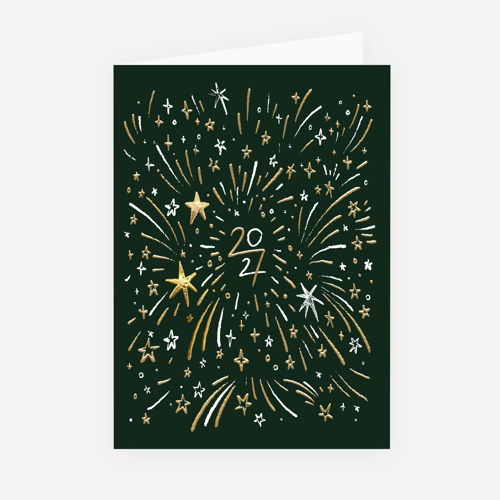 Goldenes Feuerwerk | Weihnachtskarte mit goldener Prägung • Hochformat klappbar photo N° 1