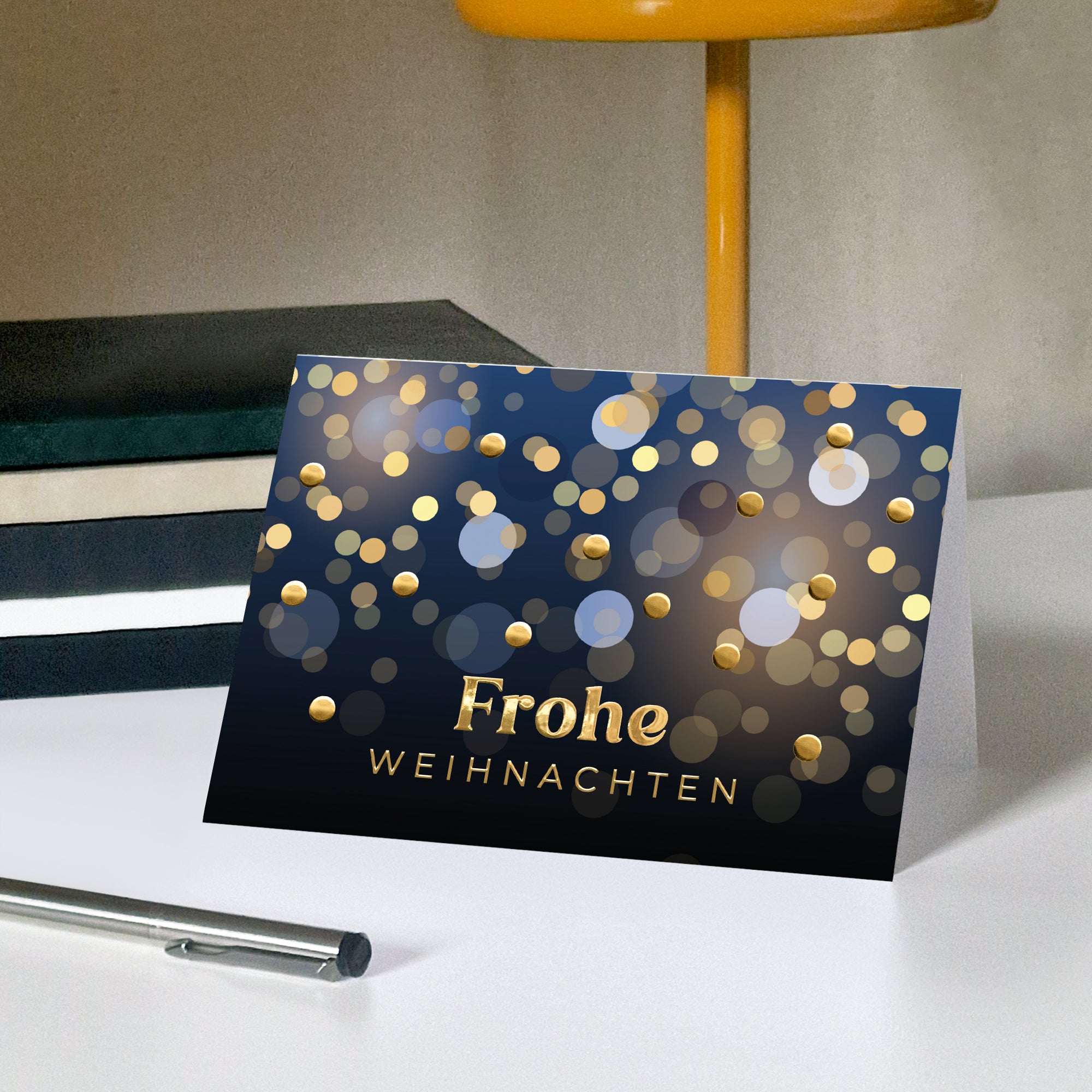 Goldene Eleganz | Weihnachtskarte mit goldener Prägung • Horizontal klappbar photo N° 5