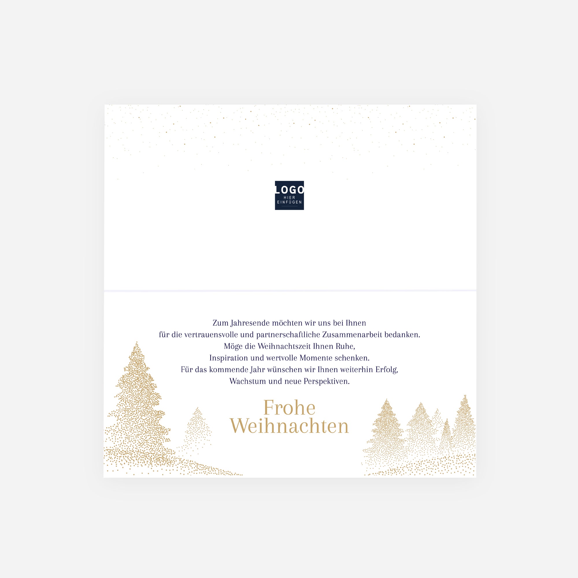 Funkelnde Tannen | Weihnachtskarte mit goldener Prägung • Panorama klappbar photo N° 2