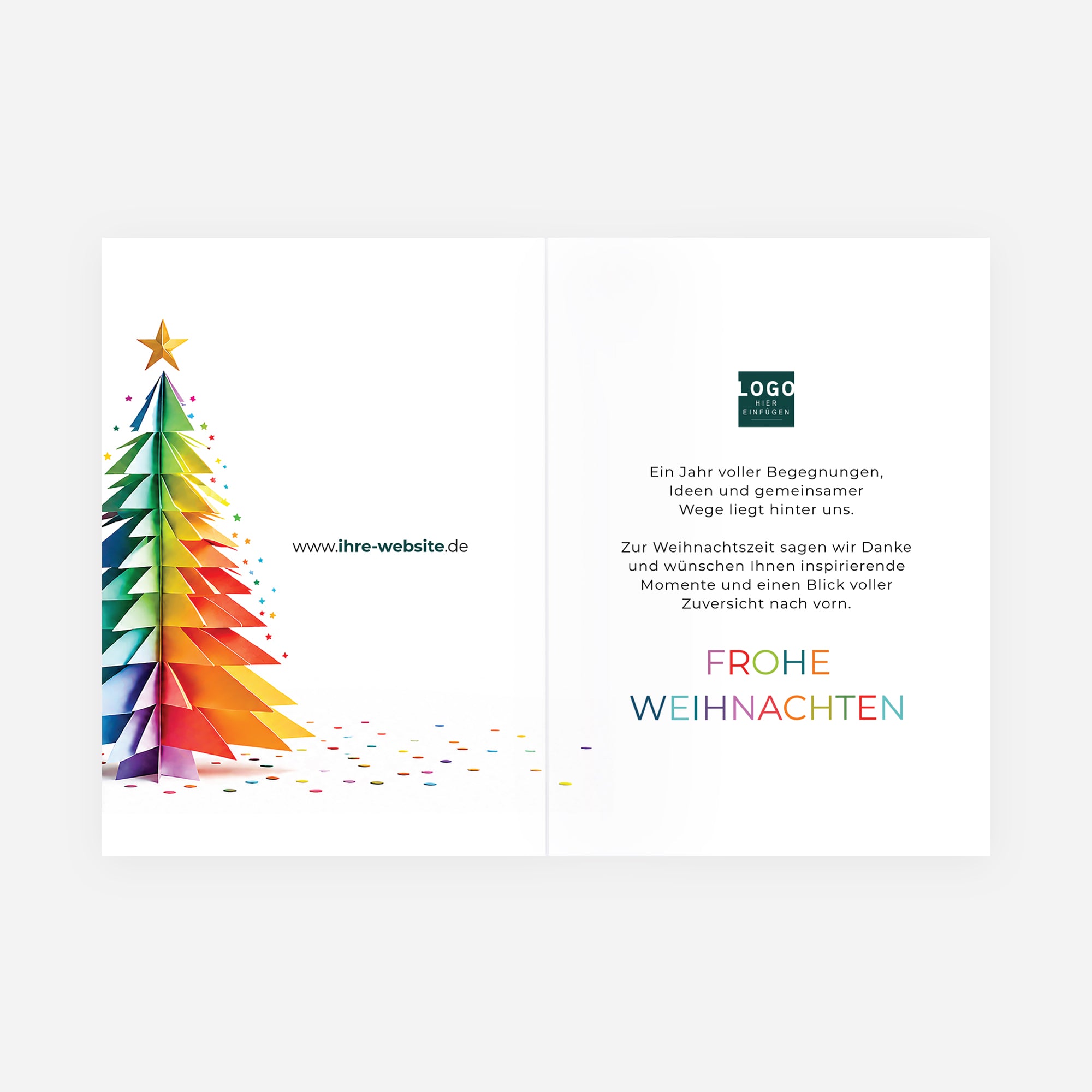 Regenbogen-Tannenbaum | Weihnachtskarte • Hochformat klappbar photo N° 2