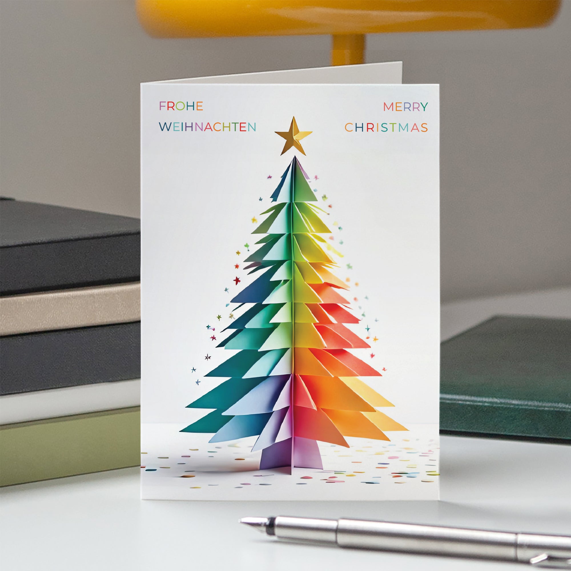 Regenbogen-Tannenbaum | Weihnachtskarte • Hochformat klappbar photo N° 5