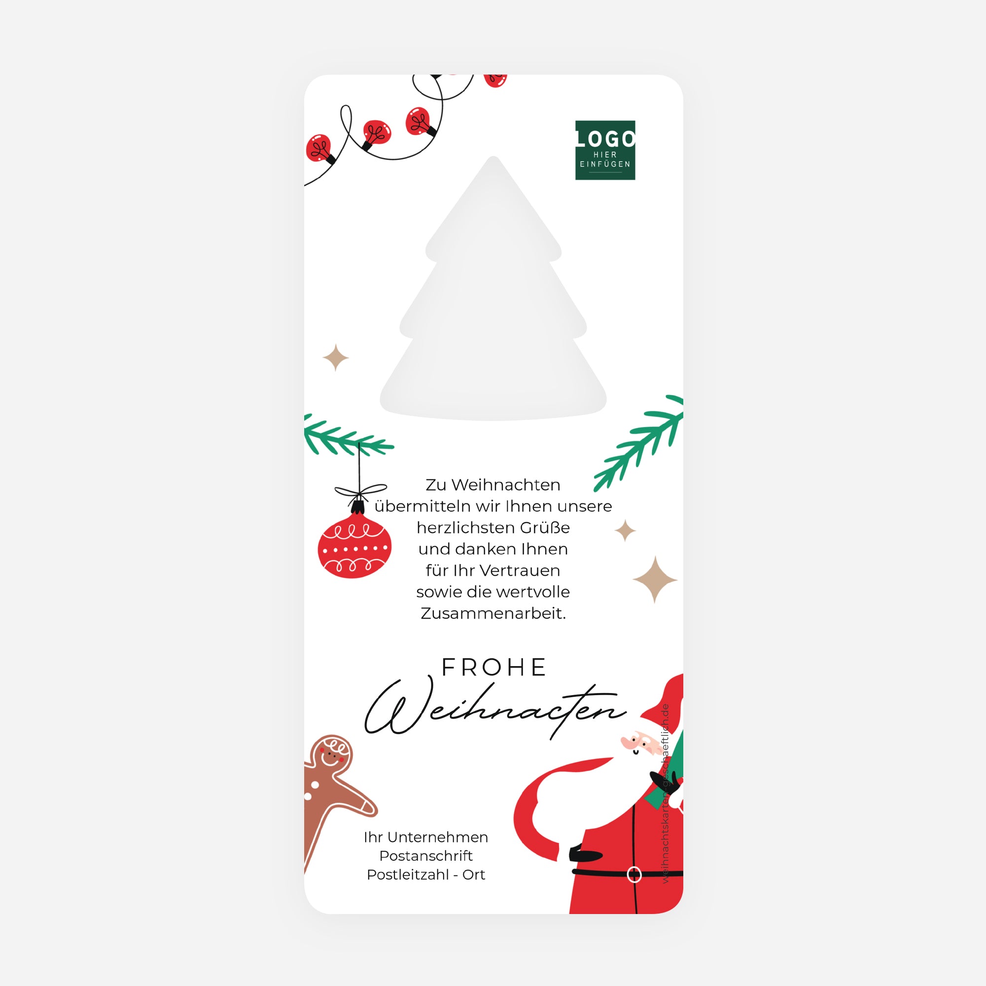 Weihnachten zu Hause | Weihnachtskarte • Ausgestanzter Tannenbaum photo N° 2