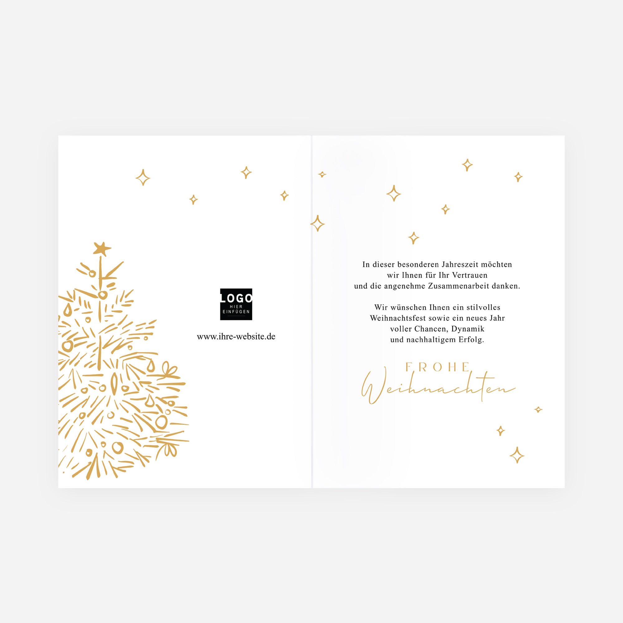 Kostbarer Tannenbaum | Weihnachtskarte mit goldener Prägung • Hochformat klappbar photo N° 2