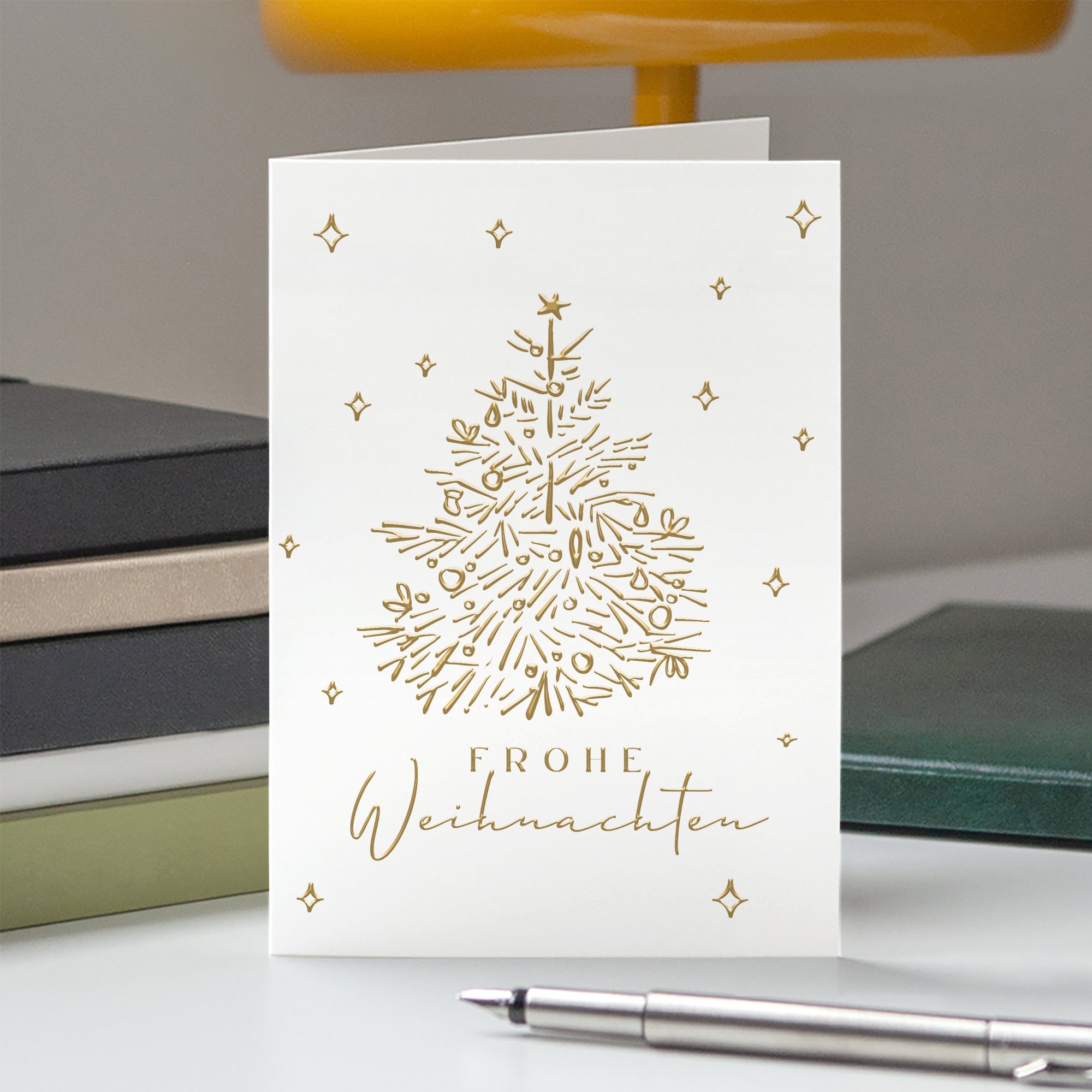 Kostbarer Tannenbaum | Weihnachtskarte mit goldener Prägung • Hochformat klappbar photo N° 5