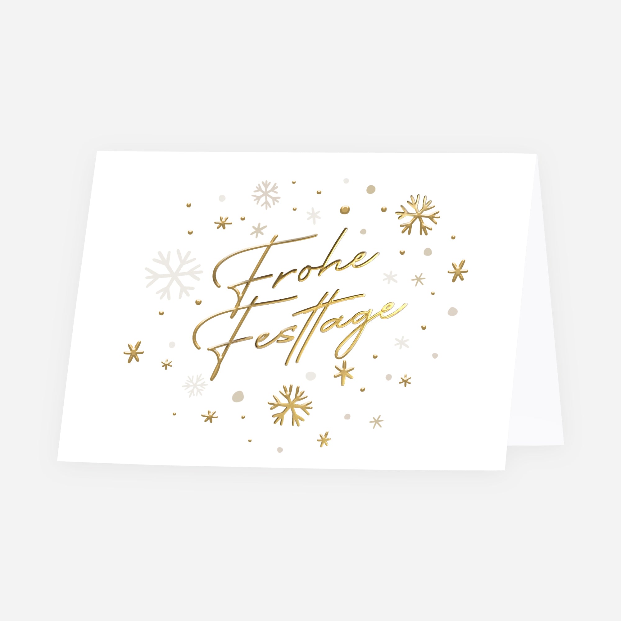 Edel Schnee | Weihnachtskarte mit goldener Prägung • Horizontal klappbar photo N° 1