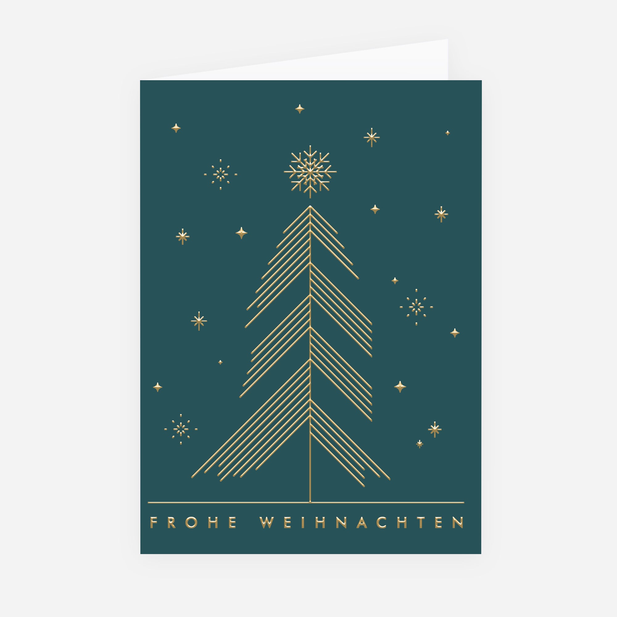 Nordischer Glanz | Weihnachtskarte mit goldener Prägung • Hochformat klappbar photo N° 1