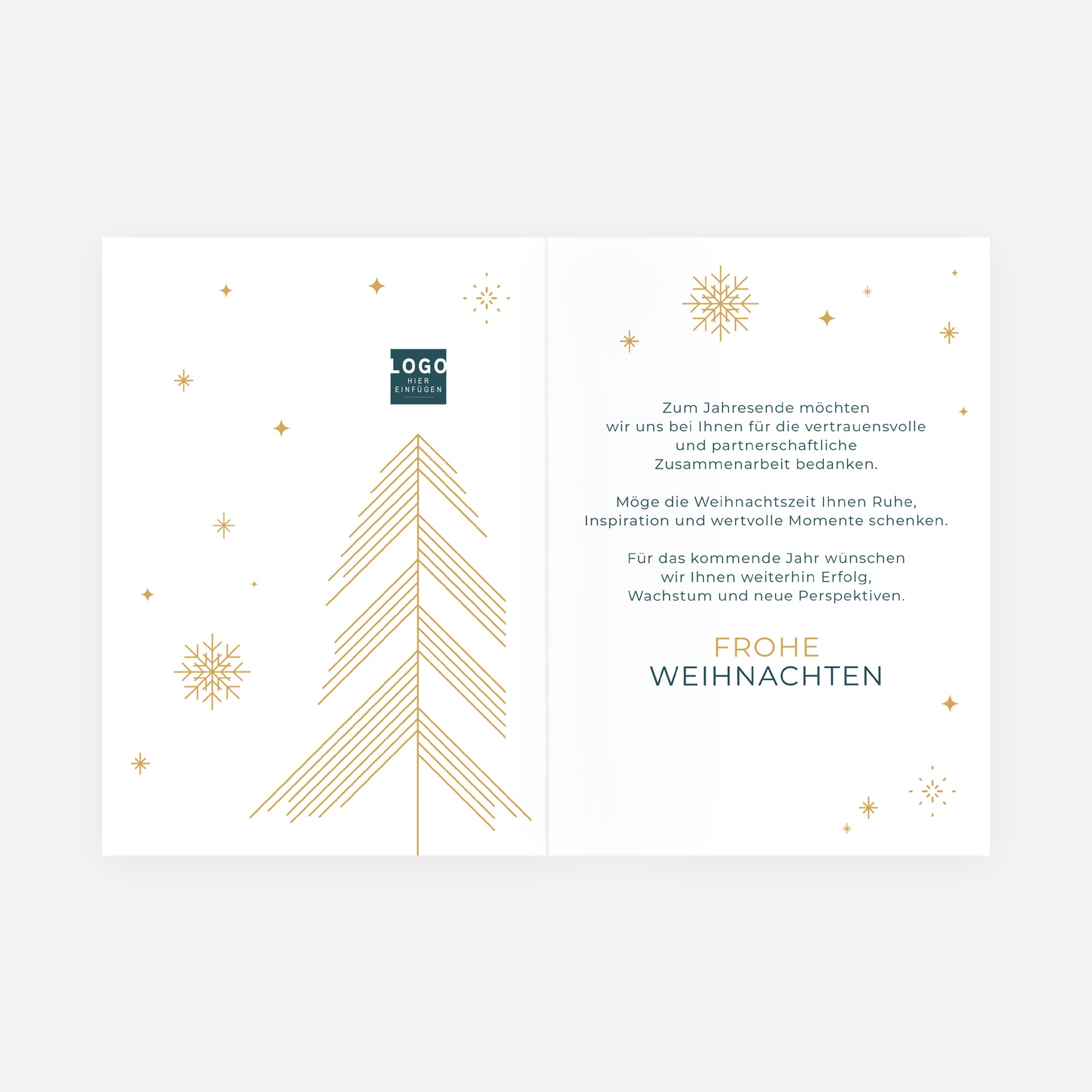 Nordischer Glanz | Weihnachtskarte mit goldener Prägung • Hochformat klappbar photo N° 2