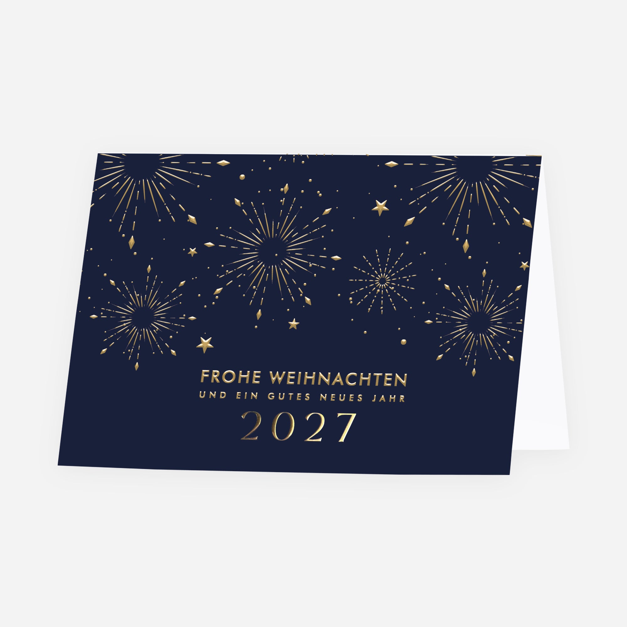 Nächtlicher Glanz | Weihnachtskarte mit goldener Prägung • Horizontal klappbar photo N° 1