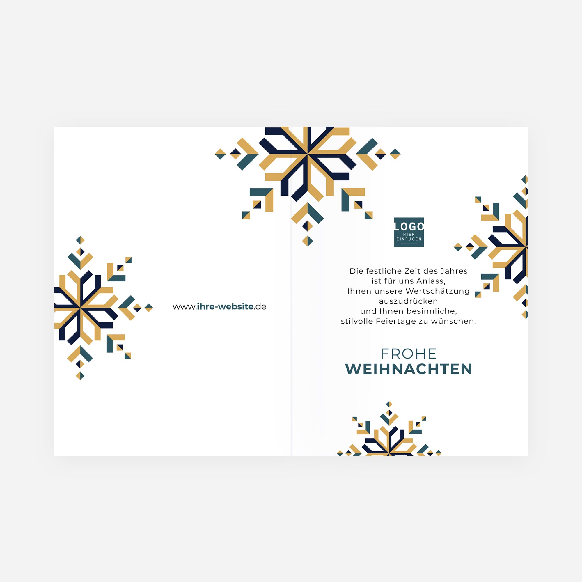 Edelne Schneeflocke | Weihnachtskarte mit goldener Prägung • Hochformat klappbar photo N° 2