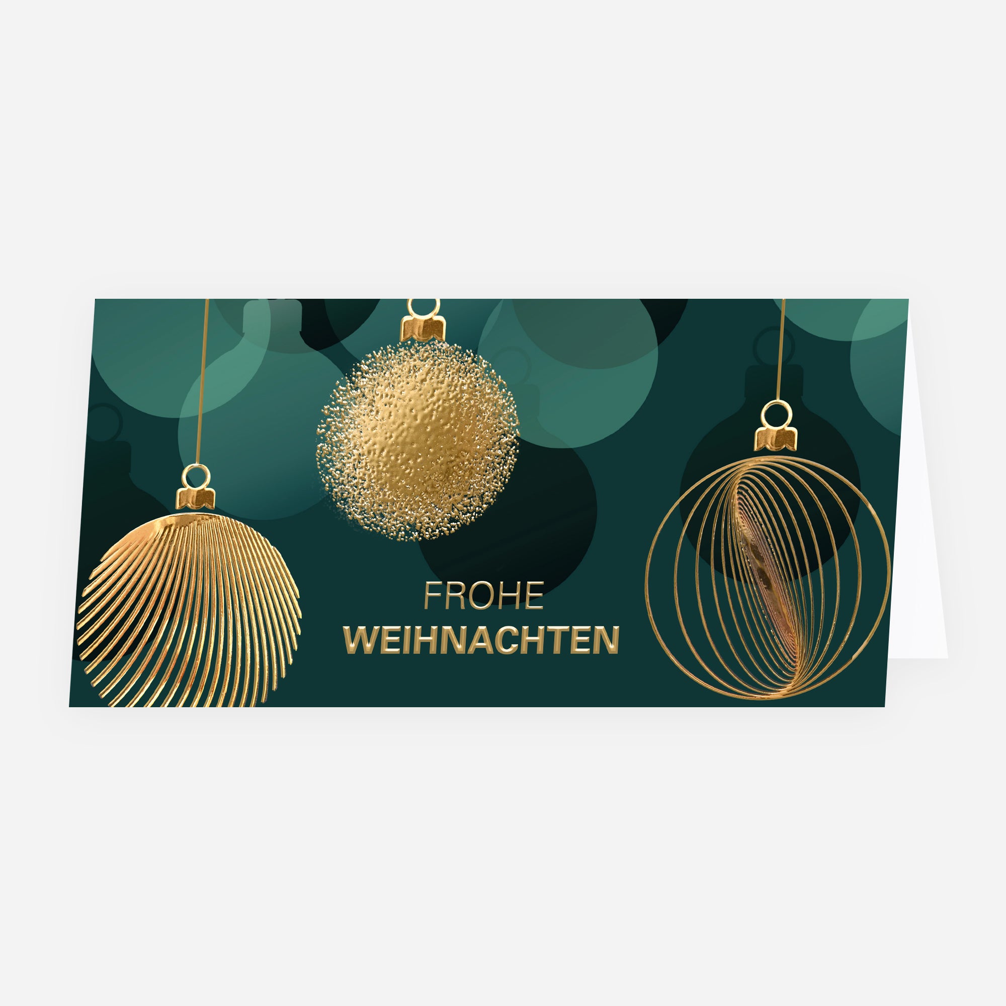 Goldene Ornamente | Weihnachtskarte mit goldener Prägung • Panorama klappbar photo N° 1