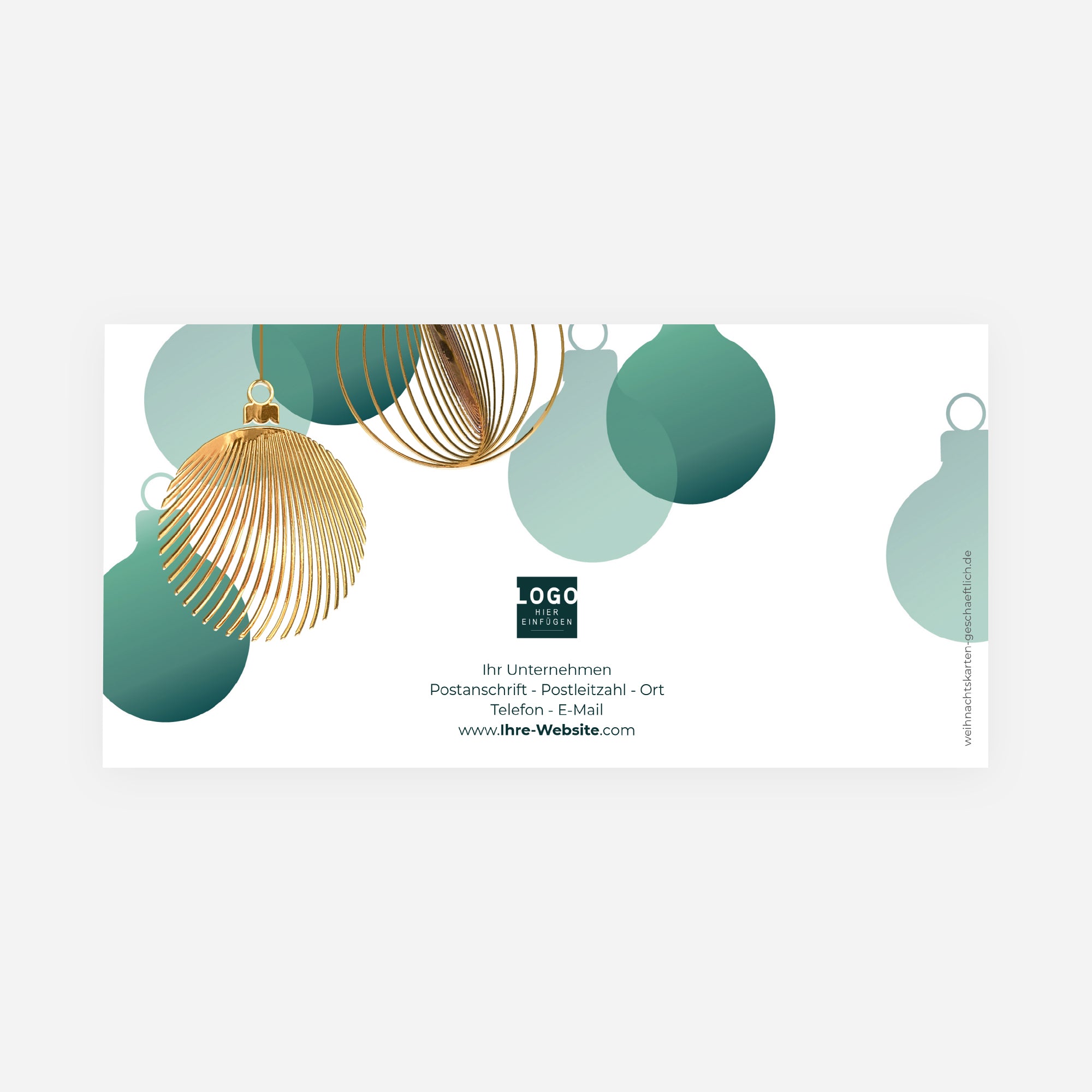 Goldene Ornamente | Weihnachtskarte mit goldener Prägung • Panorama klappbar photo N° 3