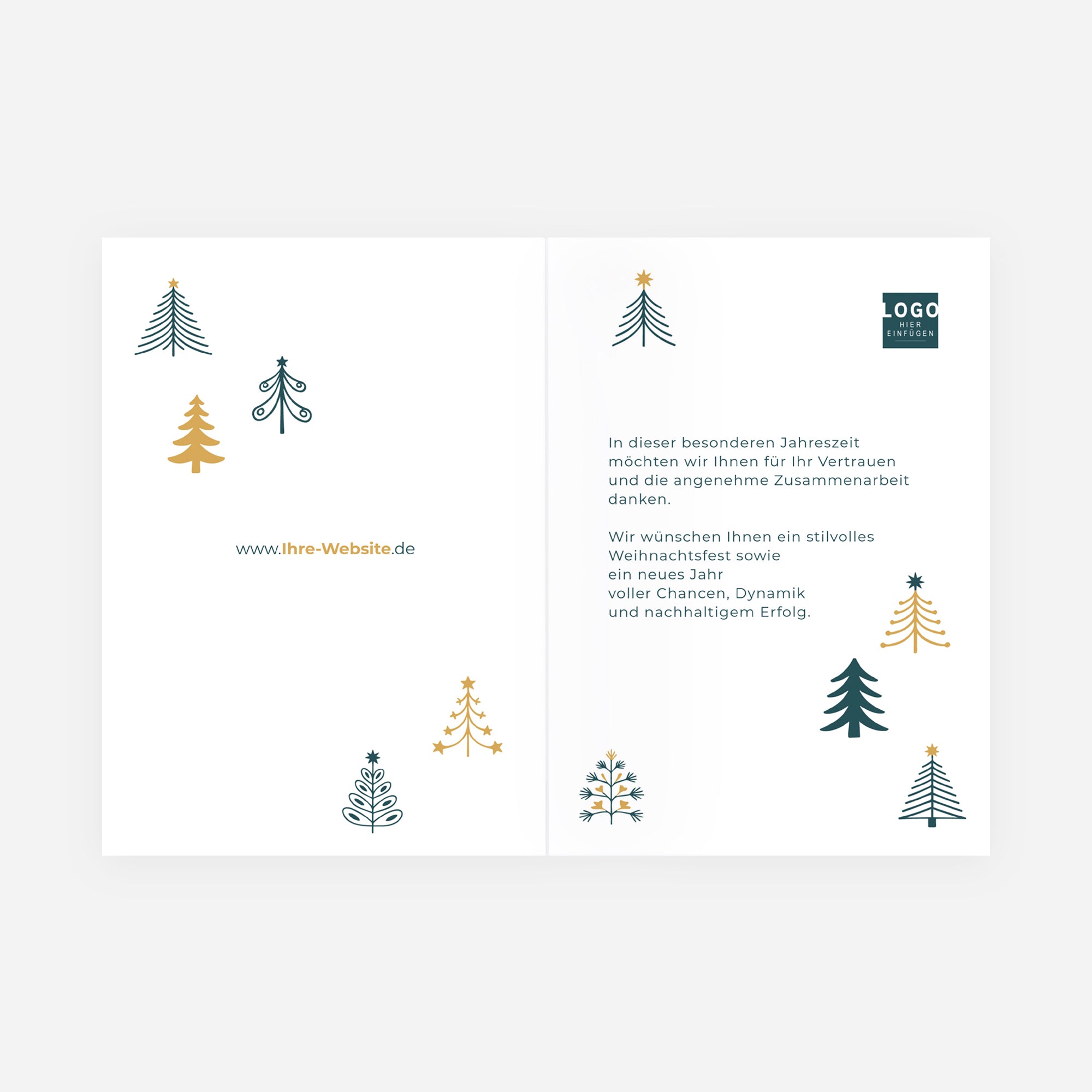 Grafischer Wald | Weihnachtskarte mit goldener Prägung • Hochformat klappbar photo N° 2