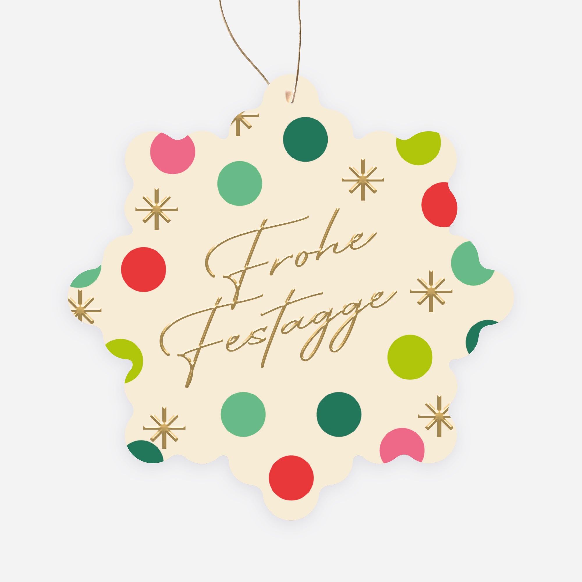 Wunschkonfetti | Weihnachtskarte mit goldener Prägung • Schneeflocke zum Aufhängen photo N° 1