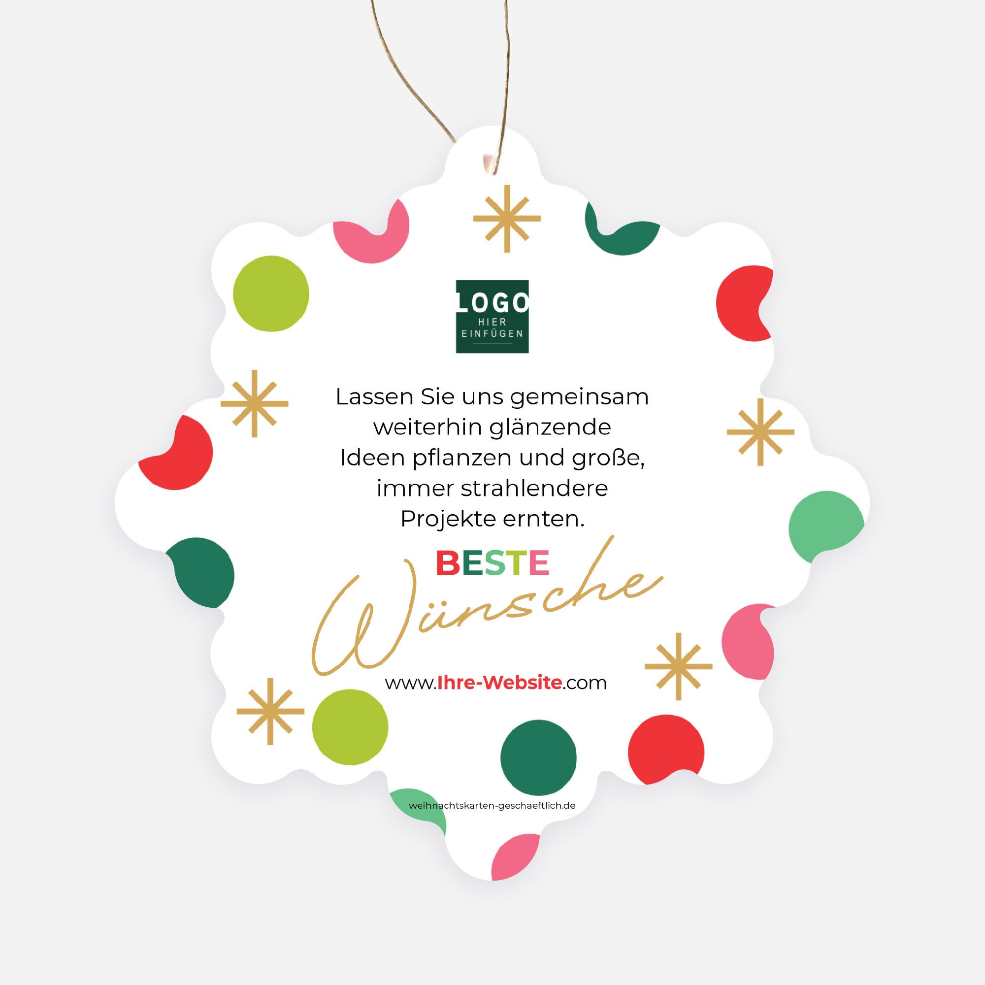 Wunschkonfetti | Weihnachtskarte mit goldener Prägung • Schneeflocke zum Aufhängen photo N° 2