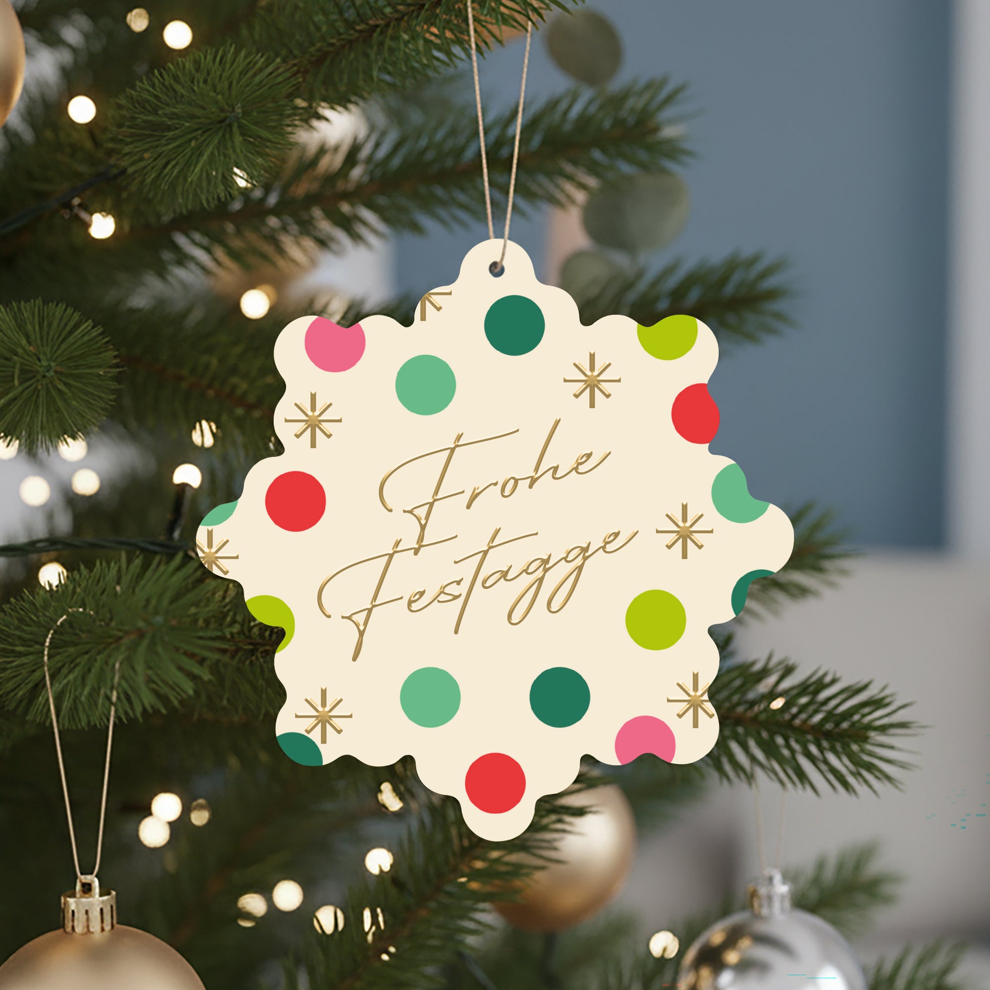 Wunschkonfetti | Weihnachtskarte mit goldener Prägung • Schneeflocke zum Aufhängen photo N° 4