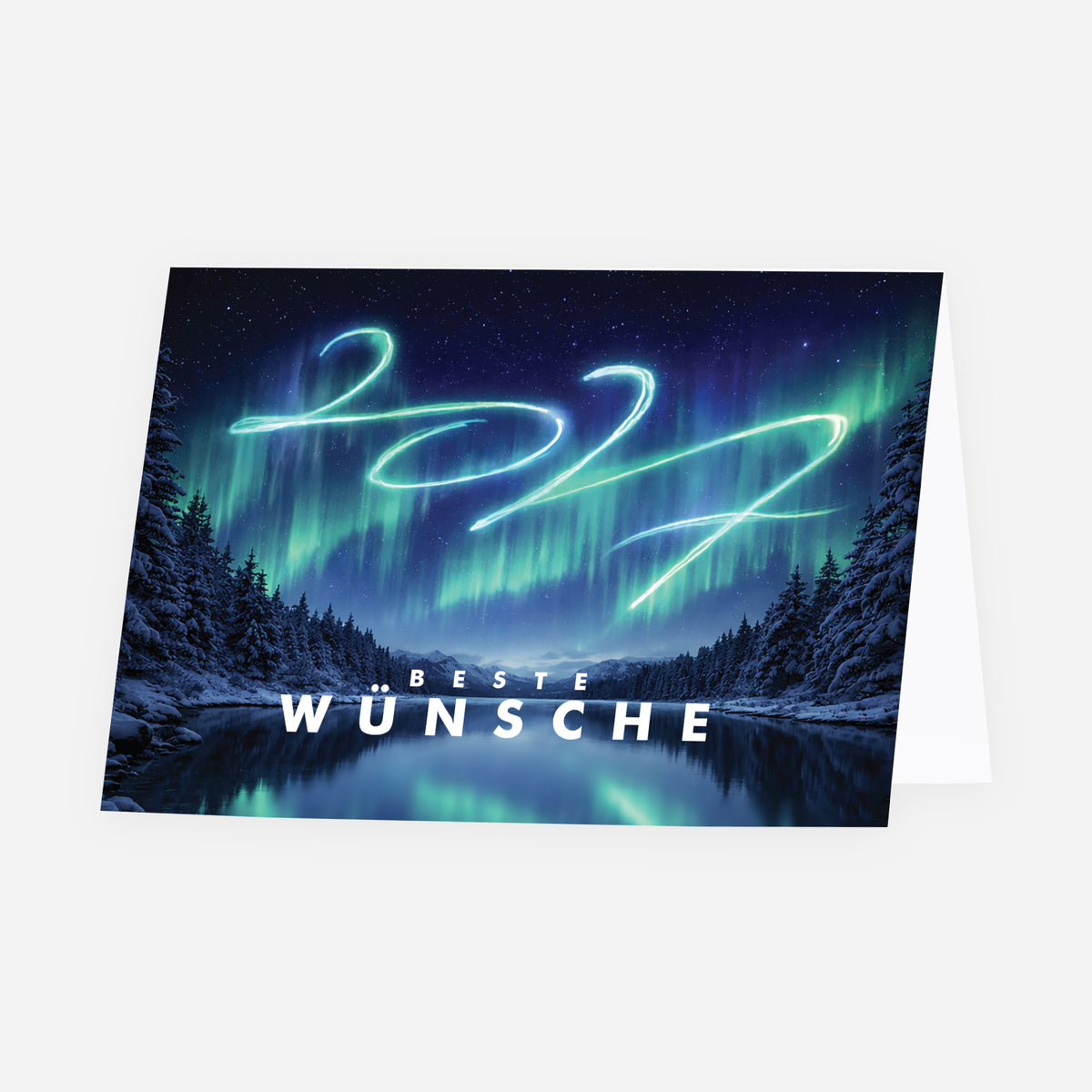 Nordischer Schimmer | Weihnachtskarte • Horizontal klappbar photo N° 1