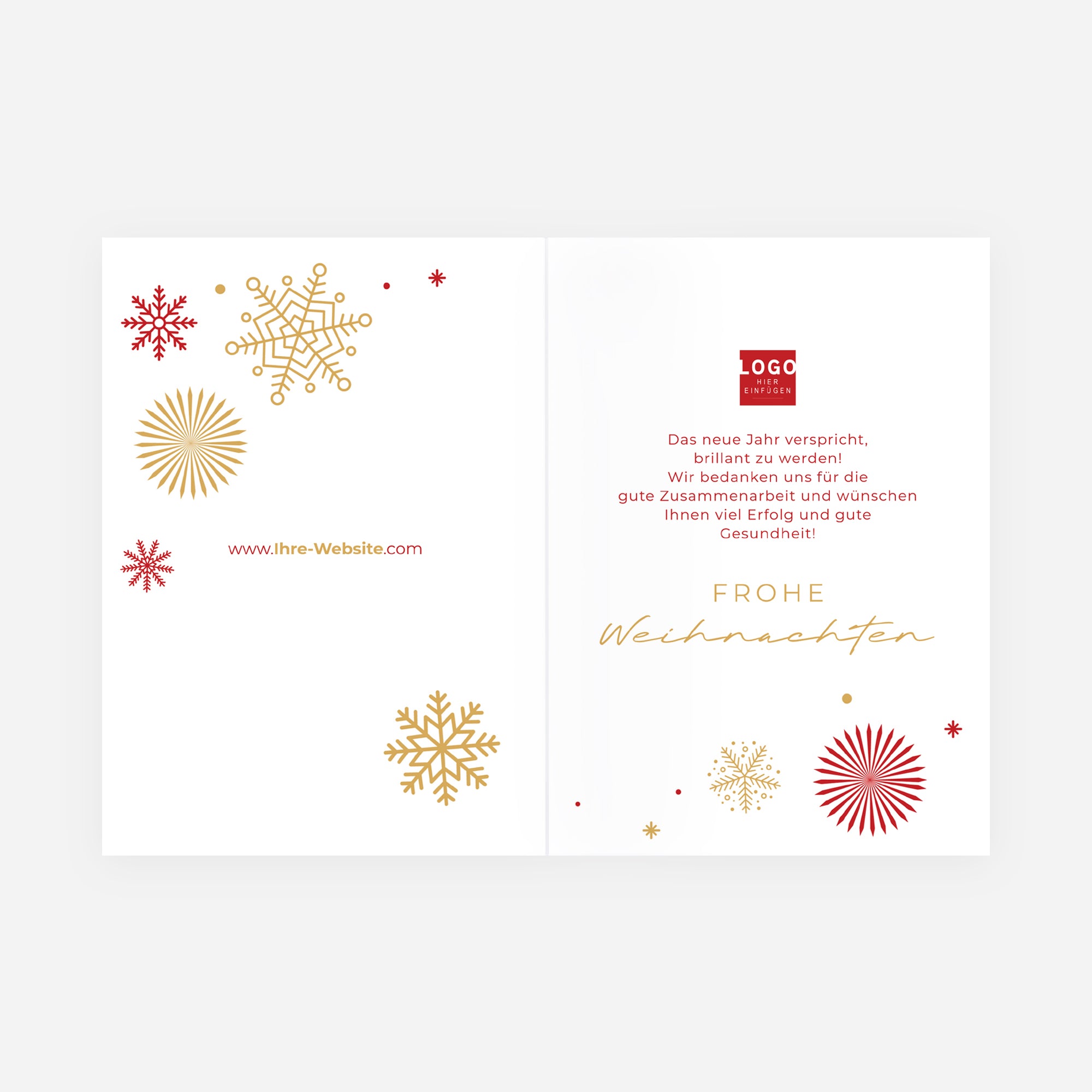 Goldene Schneeflocken | Weihnachtskarte mit goldener Prägung • Hochformat klappbar photo N° 2